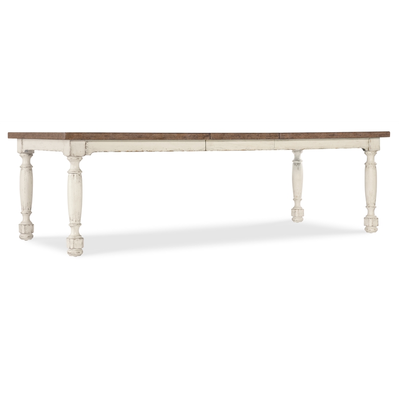 Bowery Hill Contemporary Leg Dining Table with 1-22in leaf in White Wood