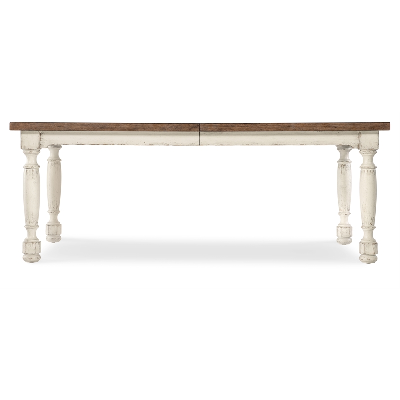 Bowery Hill Contemporary Leg Dining Table with 1-22in leaf in White Wood