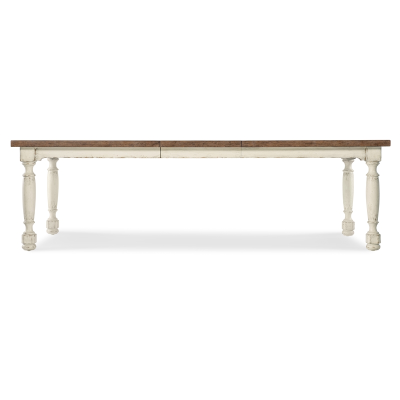 Bowery Hill Contemporary Leg Dining Table with 1-22in leaf in White Wood