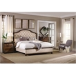 Bowery Hill Solid Wood Tufted Queen Headboard - Alabaster/Mahogany