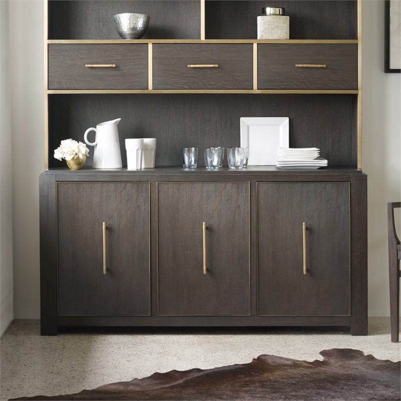 Bowery Hill Contemporary Buffet in Midnight Brown and Brushed Brass