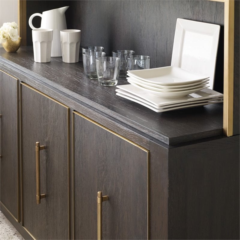 Bowery Hill Contemporary Buffet in Midnight Brown and Brushed Brass