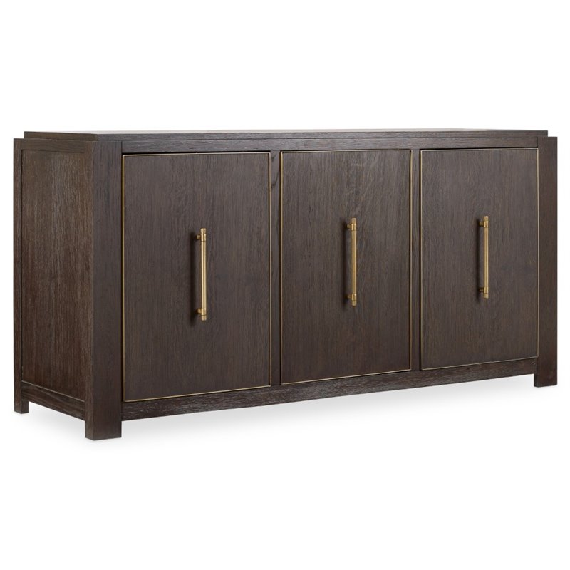 Bowery Hill Contemporary Buffet in Midnight Brown and Brushed Brass