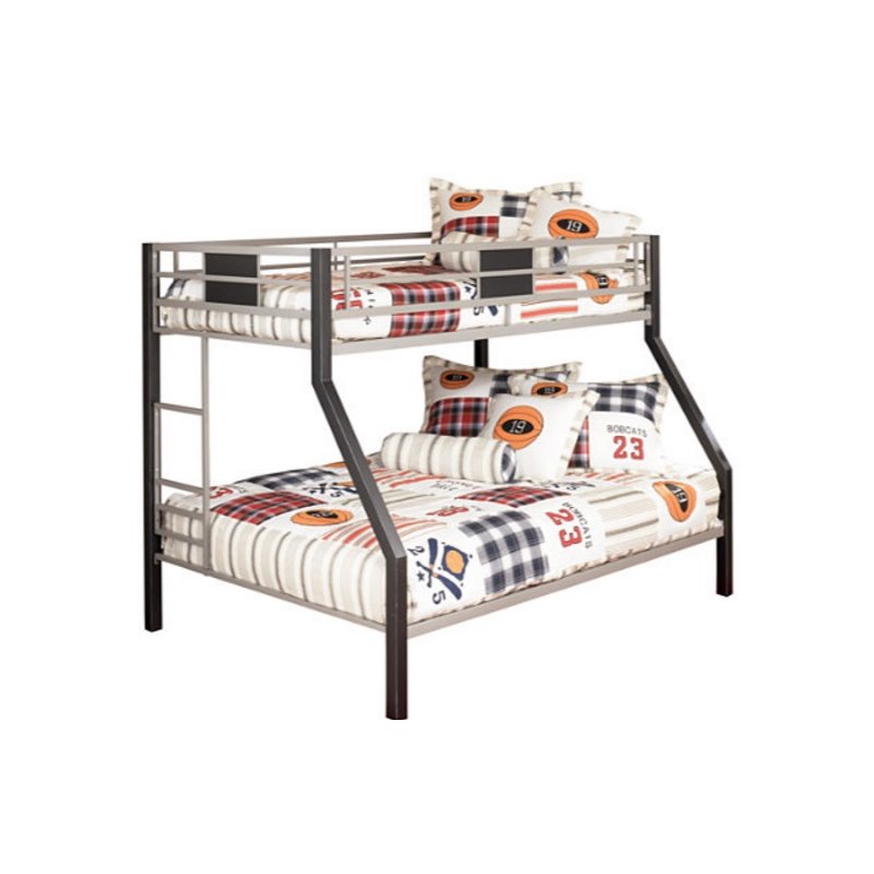 Bowery Hill Modern Metal Twin over Full Bunk Bed in Black and Gray