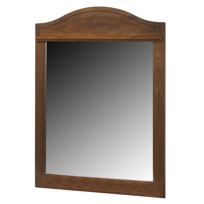 Bowery Hill Engineered Wood/Glass Bedroom Mirror in Medium Brown