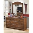 Bowery Hill Engineered Wood/Glass Bedroom Mirror in Medium Brown