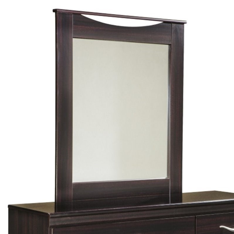 Bowery Hill Contemporary Engineered Wood Bedroom Mirror in Merlot