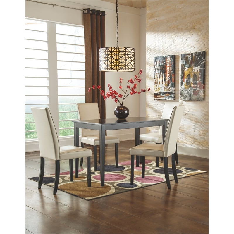 Bowery Hill Fabric Upholstered Dining Chair in Ivory