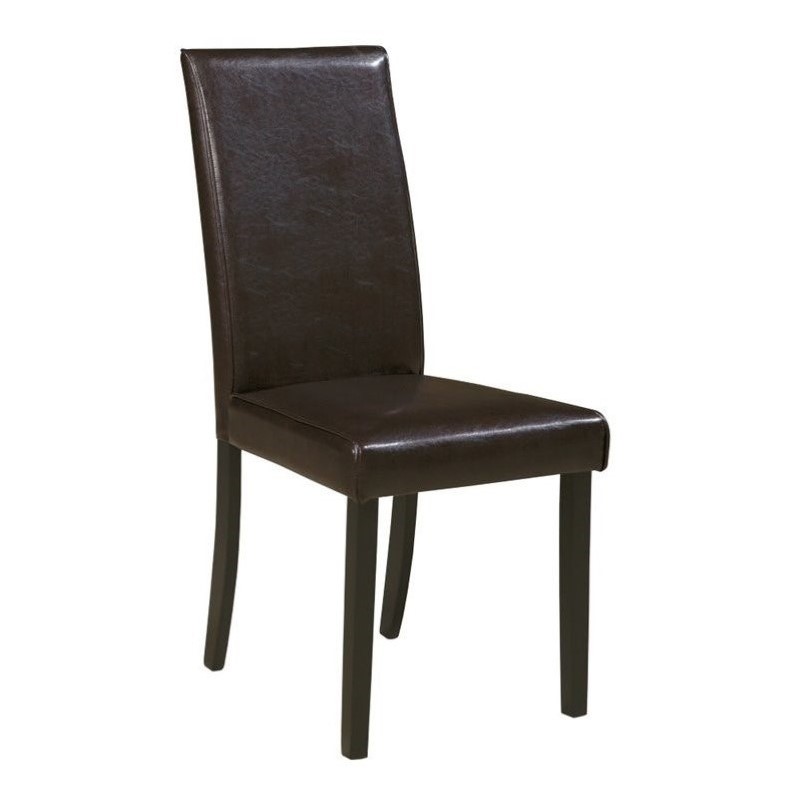 Bowery Hill Faux Leather Dining Side Chair in Brown Mahogany