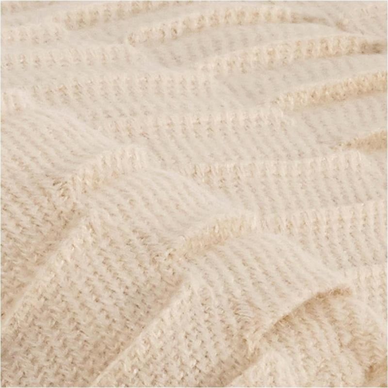 Bowery Hill Acrylic Solid Pleated Textured Throw Blanket in Sand