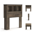 Bowery Hill Contemporary Wood Twin Bookcase Headboard in Brown