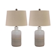 Bowery Hill Contemporary Ceramic Table Lamp in Taupe (Set of 2)