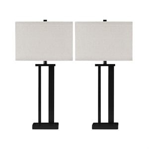 Bowery Hill Contemporary Metal Table Lamp in Bronze (Set of 2)