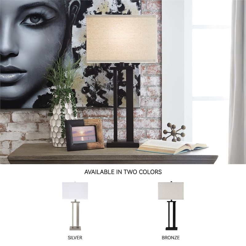 Bowery Hill Contemporary Metal Table Lamp in Bronze (Set of 2)
