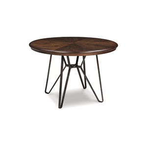 Bowery Hill 45&quot Engineered Wood Top Round Dining Table in Brown