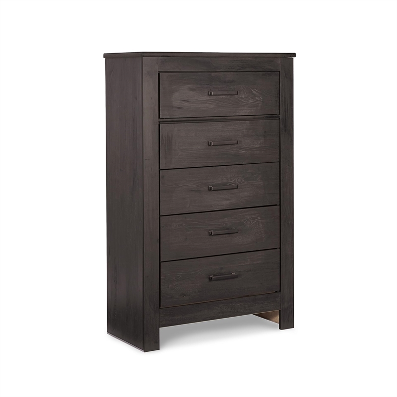 Bowery Hill Contemporary Engineered Wood 5 Drawer Chest in Almost Black