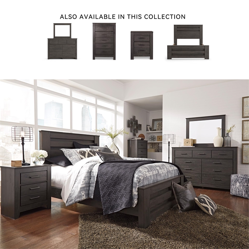 Bowery Hill Contemporary Engineered Wood 5 Drawer Chest in Almost Black