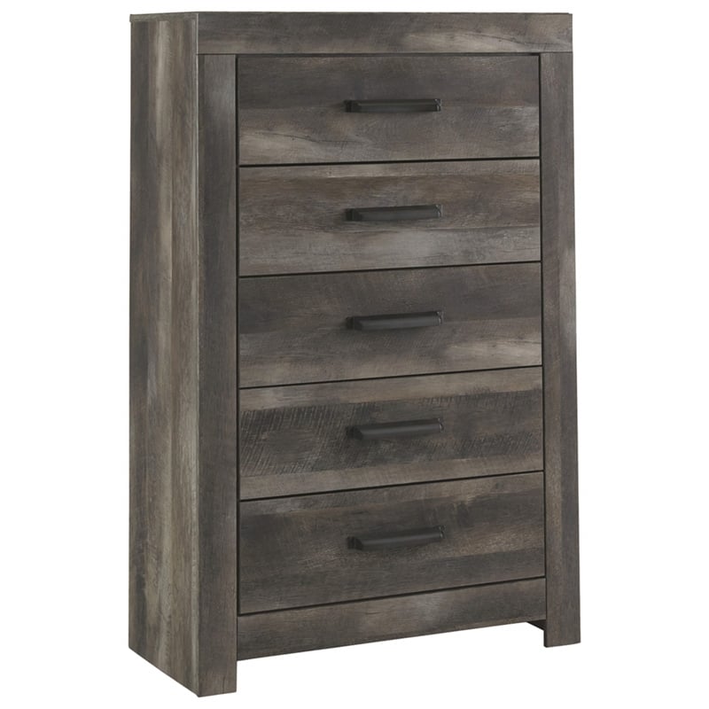 Bowery Hill Contemporary Engineered Wood 5 Drawer Chest in Gray