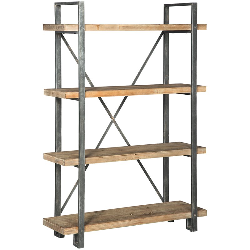 Bowery Hill Contemporary 4 Shelf Bookcase in Brown and Black