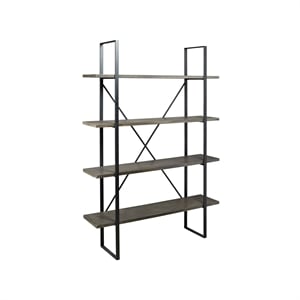 Bowery Hill Contemporary Engineered Wood 4 Shelf Bookcase in Gray and Black