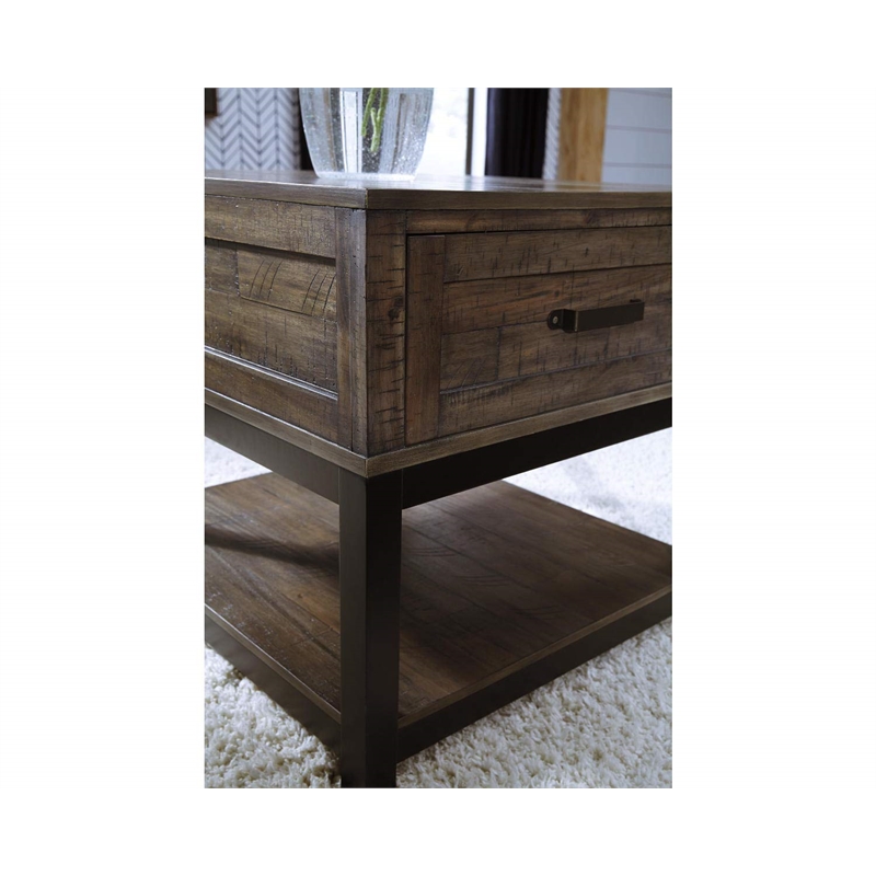 Bowery Hill Contemporary 1 Drawer End Table in Grayish Brown