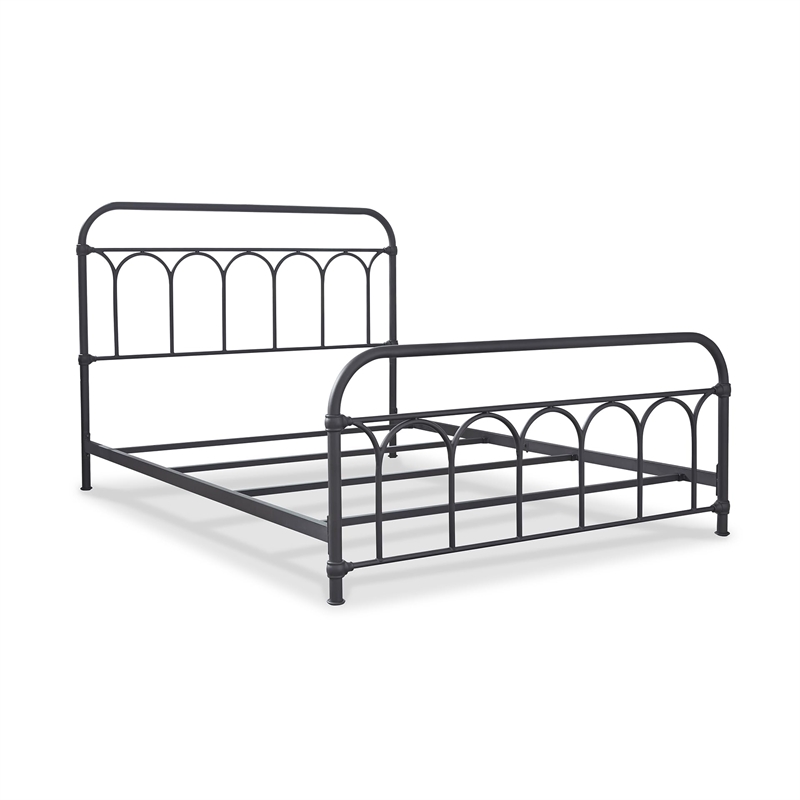 Bowery Hill Steel Metal Spindle Frame Queen Bed in Matte Black