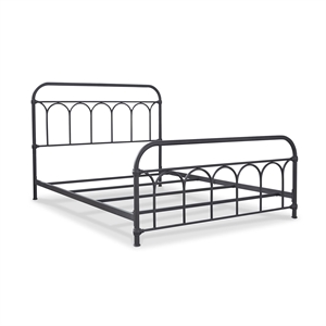 Bowery Hill Steel Metal Spindle Frame Queen Bed in Matte Black