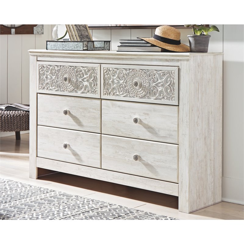 Bowery Hill Modern / Contemporary 6 Drawer Dresser in Whitewash