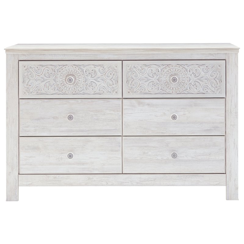 Bowery Hill Modern / Contemporary 6 Drawer Dresser in Whitewash
