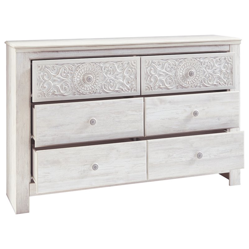 Bowery Hill Modern / Contemporary 6 Drawer Dresser in Whitewash