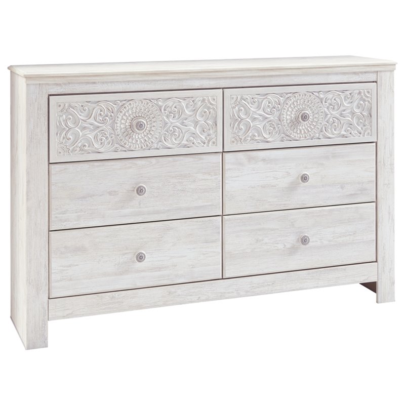 Bowery Hill Modern / Contemporary 6 Drawer Dresser in Whitewash