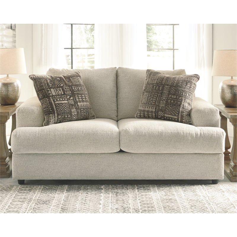 Bowery Hill Contemporary Corner-blocked Frame Loveseat in Stone