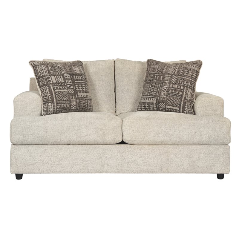 Bowery Hill Contemporary Corner-blocked Frame Loveseat in Stone