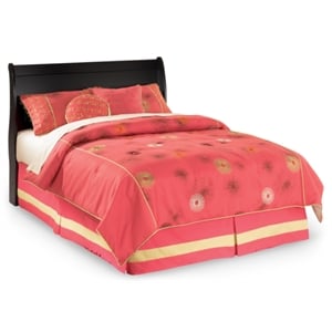 Bowery Hill Contemporary Wood Sleigh Full Headboard in Black