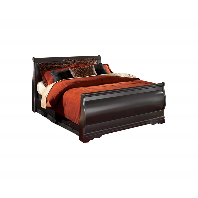 Bowery Hill Contemporary Wood Sleigh Full Headboard in Black
