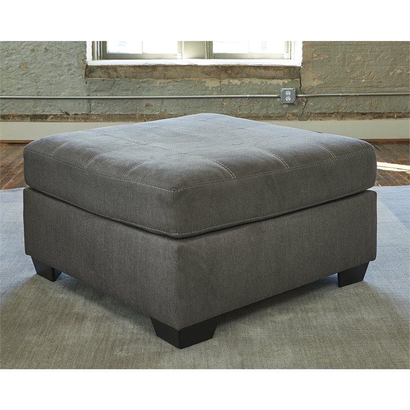 Bowery Hill Fabric Upholstered Oversized Accent Ottoman in Slate