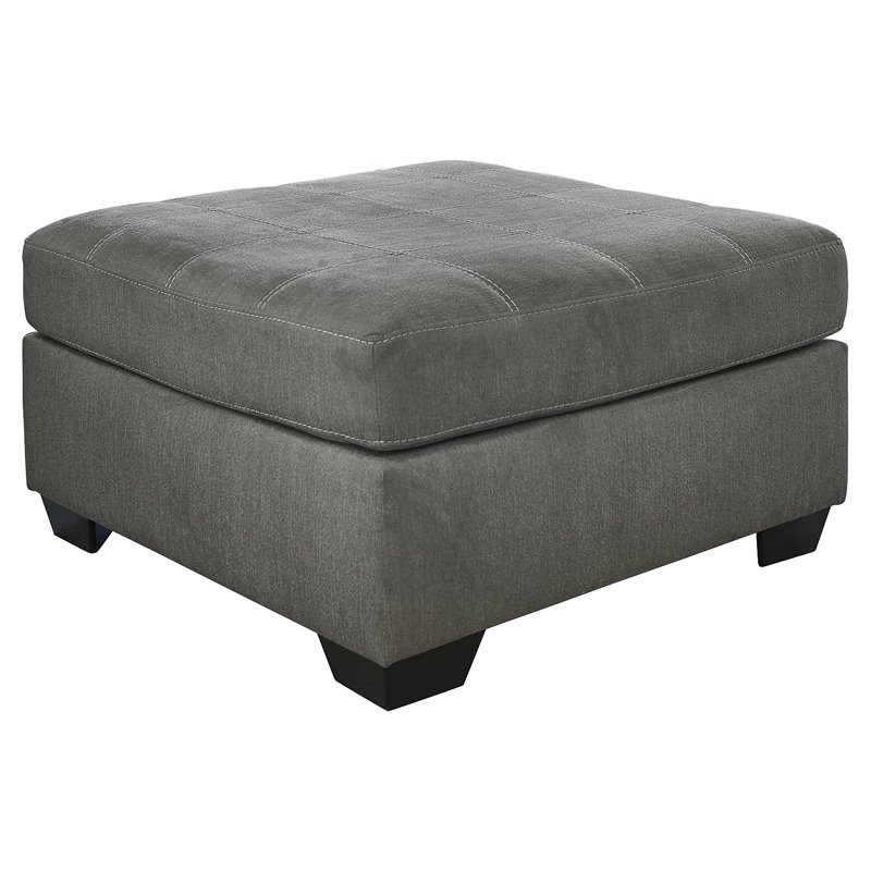 Bowery Hill Fabric Upholstered Oversized Accent Ottoman in Slate