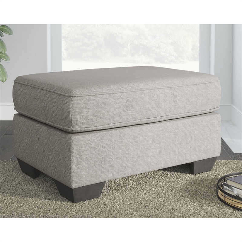 Bowery Hill Modern Fabric Upholstered Square Ottoman in Stone