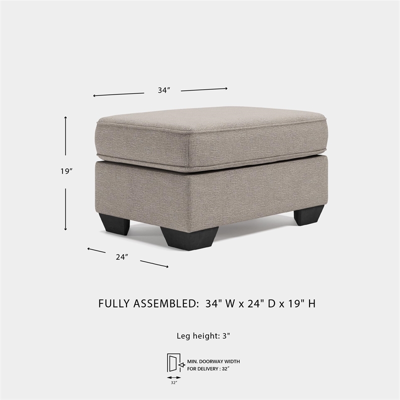 Bowery Hill Modern Fabric Upholstered Square Ottoman in Stone