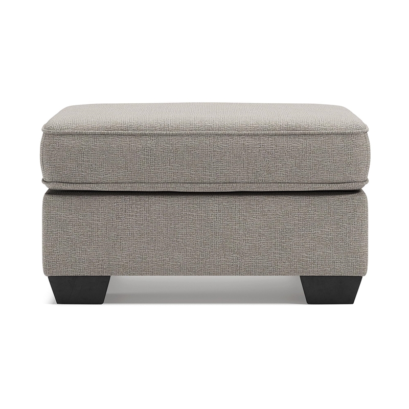Bowery Hill Modern Fabric Upholstered Square Ottoman in Stone