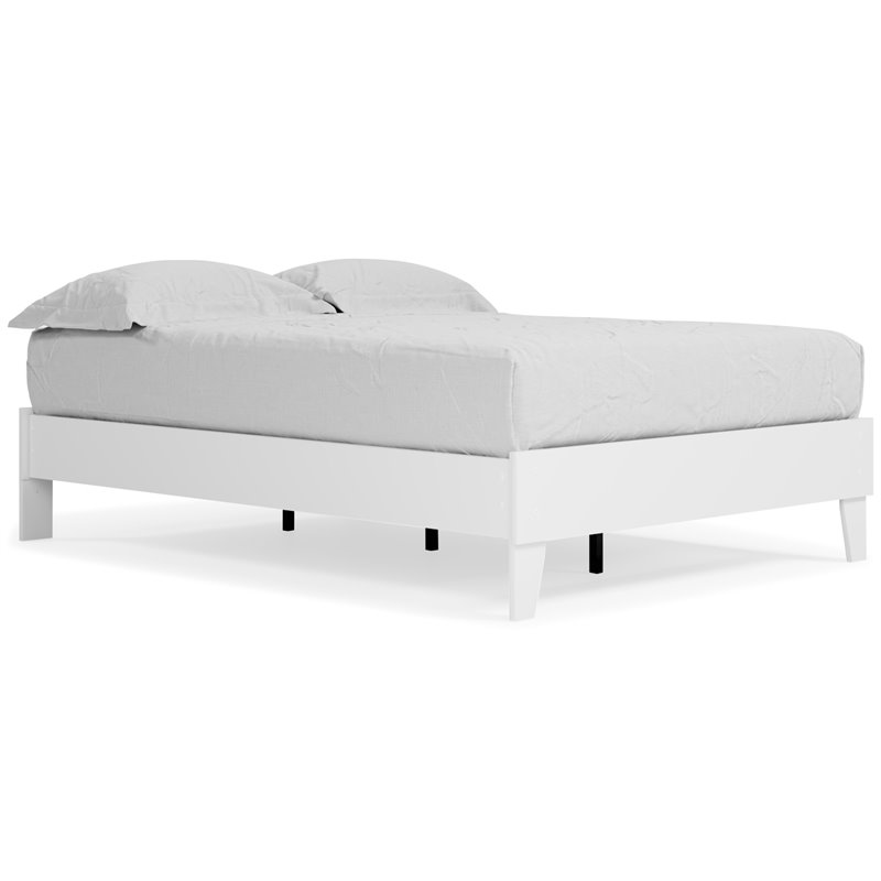 Bowery Hill Modern Engineered Wood Full Platform Bed in White