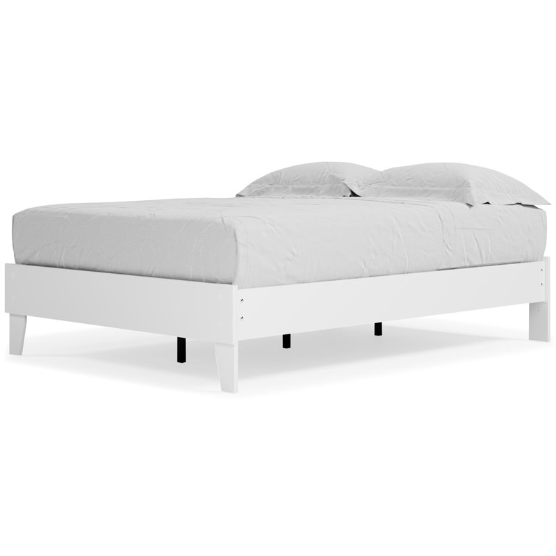Bowery Hill Modern Engineered Wood Full Platform Bed in White