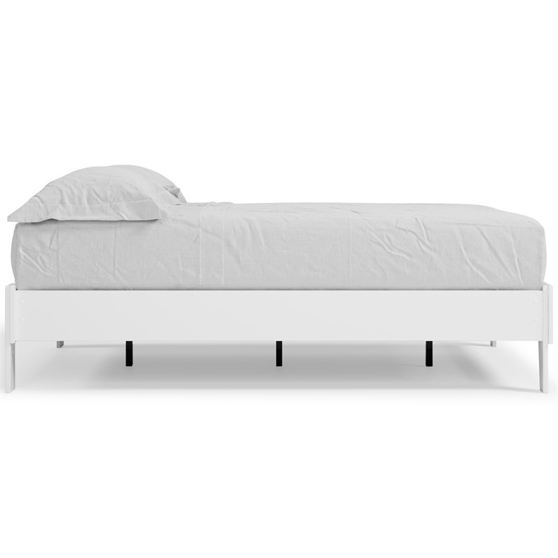 Bowery Hill Modern Engineered Wood Full Platform Bed in White