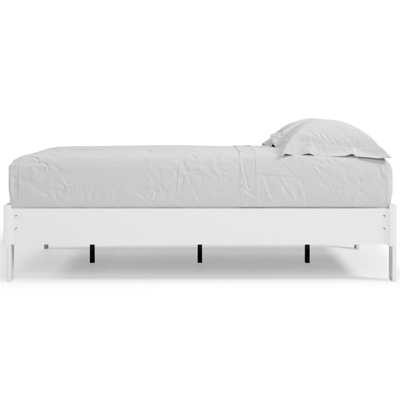 Bowery Hill Modern Engineered Wood Full Platform Bed in White