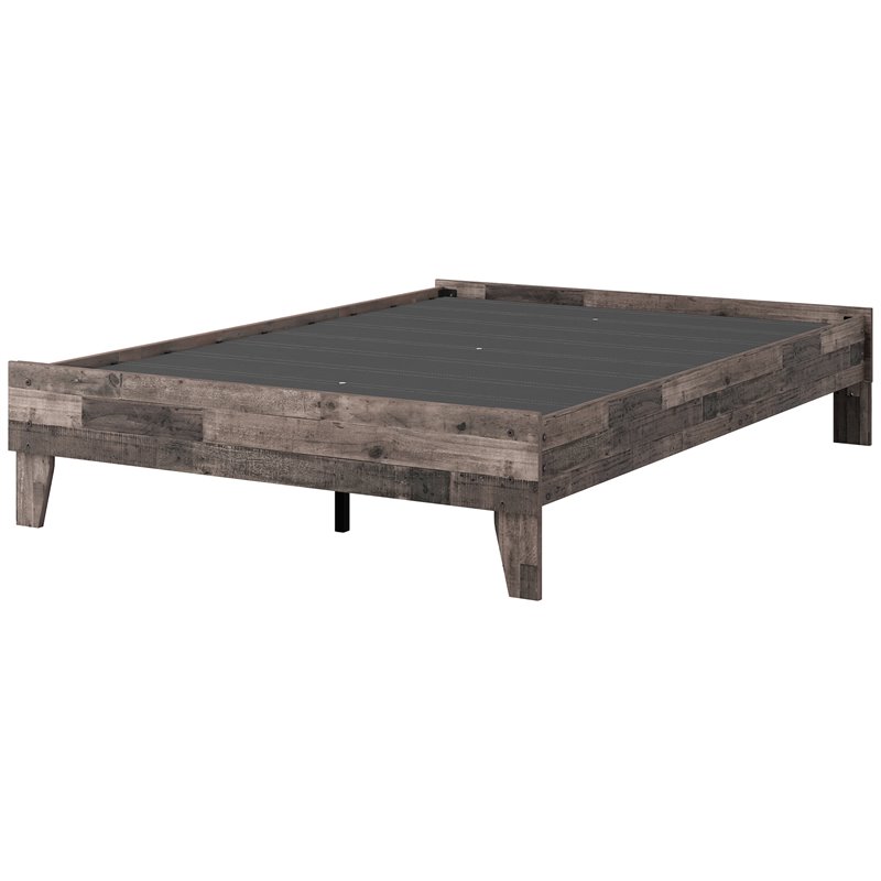 Bowery Hill Modern Engineered Wood Full Platform Bed in Gray