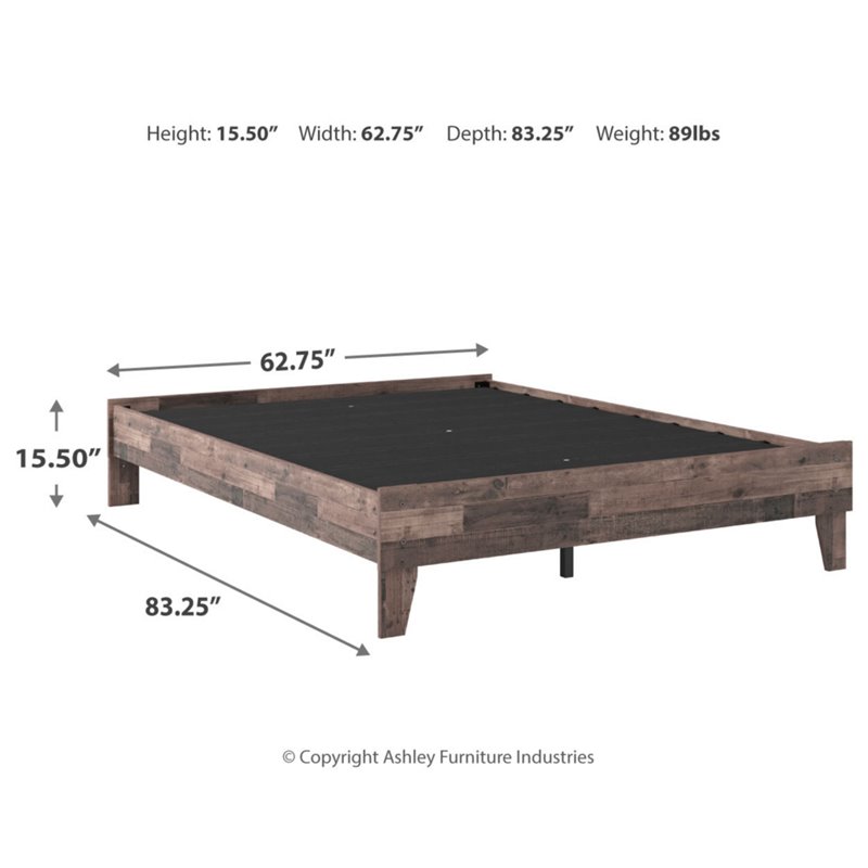 Bowery Hill Modern Engineered Wood Queen Platform Bed in Gray