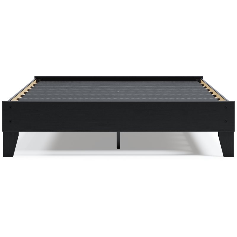 Bowery Hill Contemporary Engineered Wood Queen Platform Bed in Black