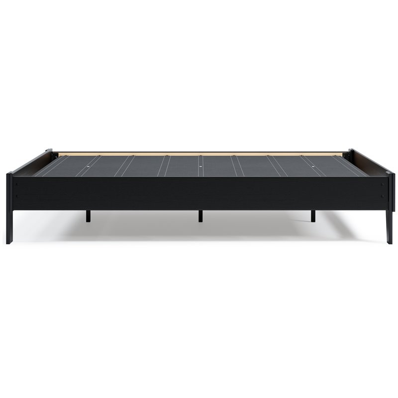 Bowery Hill Contemporary Engineered Wood Queen Platform Bed in Black