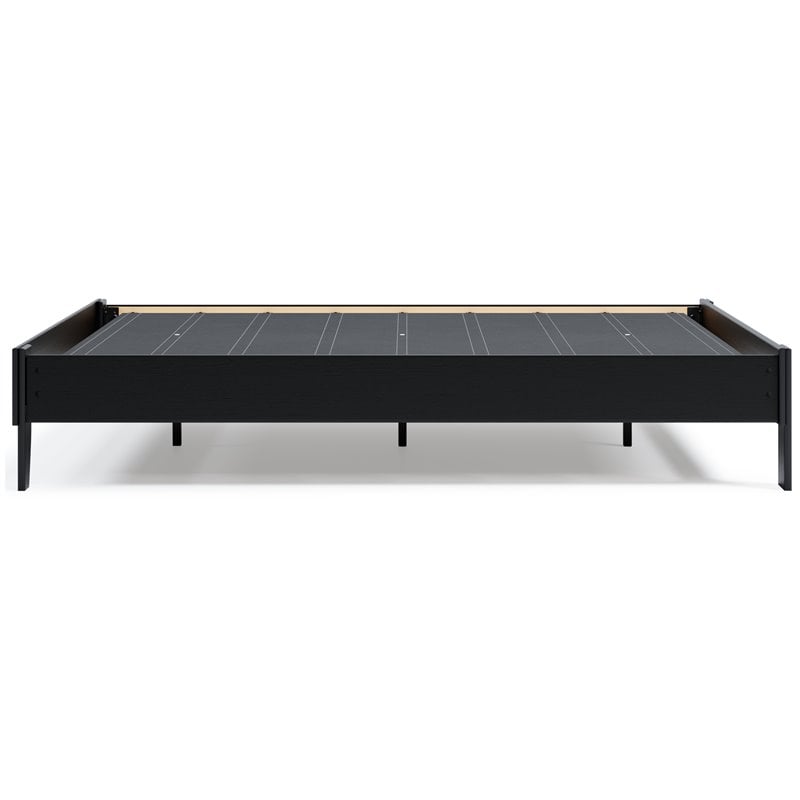 Bowery Hill Contemporary Engineered Wood Queen Platform Bed in Black