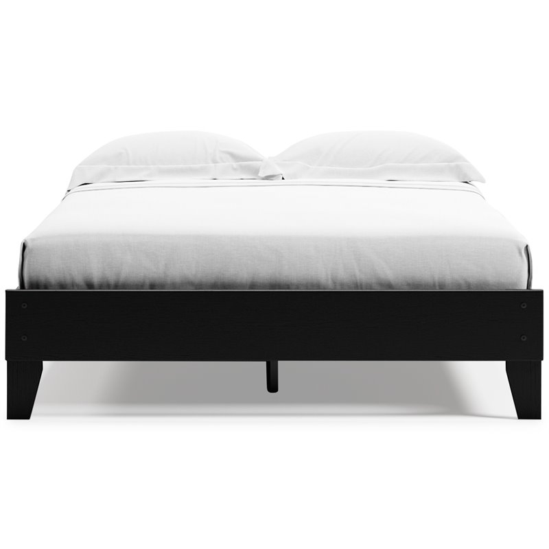 Bowery Hill Contemporary Engineered Wood Queen Platform Bed in Black